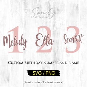 Número y nombre de cumpleaños personalizados Svg, Svg de cumpleaños personalizado, Svg personalizado, Png de cumpleaños personalizado, Cricut, Archivo de corte Svg, Descarga digital