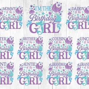 Bundle anniversaire sirène, Svg anniversaire thème sirène, Svg anniversaire famille assorti, 1er anniversaire fille svg, anniversaire de sirène chemises SVG