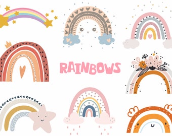 Regenbogen Clipart, Regenbogen, Pastell, Regenbogen png, Clip-Art-Set digital, Png-Dateien