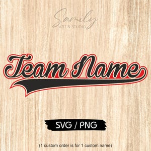 Aangepaste teamnaam Swoosh Svg, png. Aangepaste honkbalteamnaam Svg, gepersonaliseerde honkbalteamnaam Svg, honkbalteam Svg, schoolteam SVG