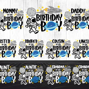 Pacchetto di compleanno a tema spaziale, compleanno spaziale SVG, compleanno spaziale in famiglia abbinato, compleanno spaziale in famiglia, compleanno nello spazio, compleanno maschile svg