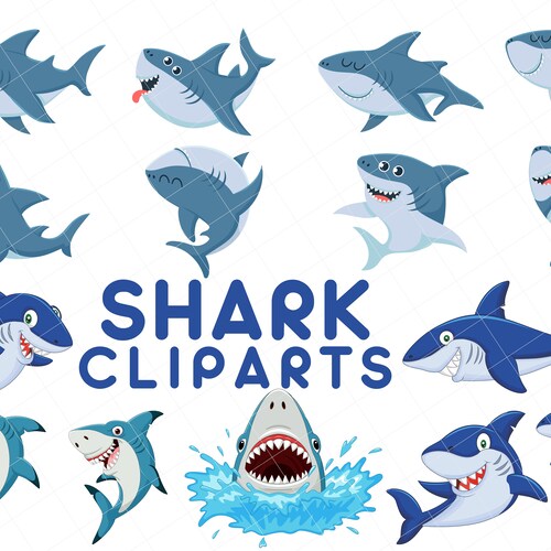 Baby Shark Clipart Cute Baby Sharks Watercolor Sea Ocean | Etsy