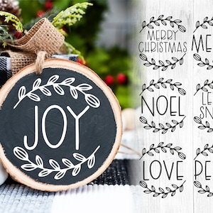 Paquete de adornos navideños redondos, adornos navideños SVG, adornos redondos hechos a mano SVG, archivos de corte para Cricut
