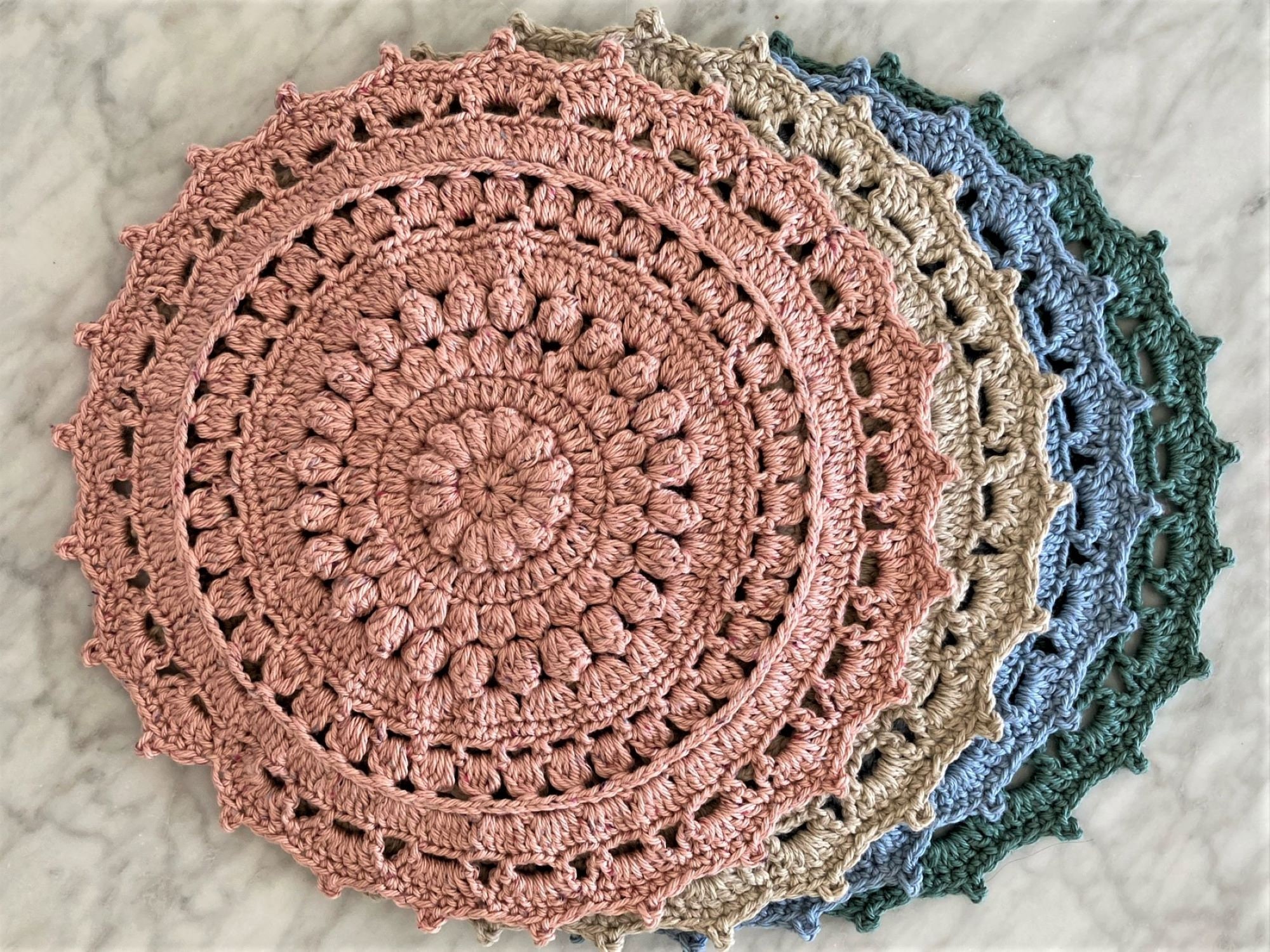 Round PlacematsCustomized Crocheted Placemats Textured Etsy
