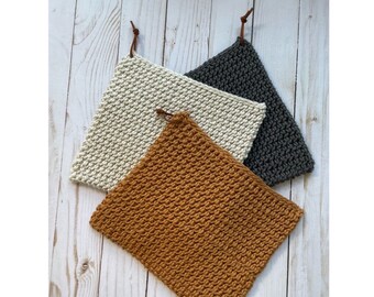 Square Modern Farmhouse Style Potholder, Trivet, Hot Pad, Rustic Potholder, Cotton Potholder, Square Trivet/Hot Pad, Kitchen Decor