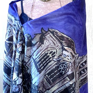 Cachecol de cashmere azul-marinho índigo, cachecol dupla face, cachecol de lã boho para ele e para ela, cachecol ajustável com botões de pressão, poncho macio para casamento boho