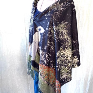 Cachecol de cashmere com bolinhas, cachecol de dupla face com botões de pressão, cachecol de lã boho para ele e para ela, cachecol ajustável, poncho de casamento boho