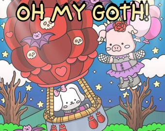 OH MY GOTH! Cute and Cosy colouring book, Digital format.