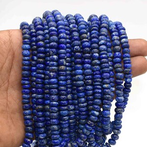 Beautiful Lapis Lazuli Gemstone Rondelle Beads, Smooth Lapis Beads, Natural Lapis Gemstone Beads, 8-9 mm Beads Jewelry Making 8 To 16"