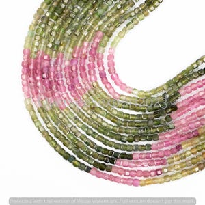 Multi Tourmaline Beads: 3mm Faceted Cube Gemstone Strand