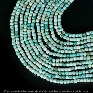 AAA Quality Arizona Turquoise Beads, Natural Turquoise 3 mm Cube Shape Beads, Turquoise Faceted Beads, Handmade Turquoise Gemstone Beads