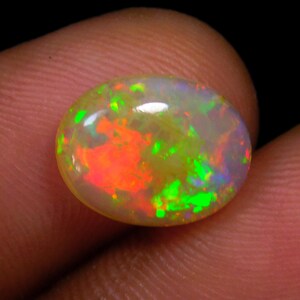 11x9x4 MM> 1,85 Karat, natürlicher äthiopischer Opal, glatter ovaler Cabochon, Feueropal, exklusiver Opal-Edelstein, handgefertigte Cabs, Mediation Opal