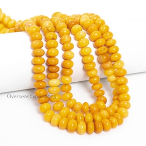 Yellow Opal Smooth Rondelle Beads 8-9 mm – Natural Gemstone Beads for Jewelry Making, DIY Necklace & Bracelet Supplies, 16 Inch Strand