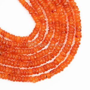Natural Carnelian Beads, AAA Carnelian 5-6 mm Rondelle Shape Beads, Wholesale Carnelian Smooth Beads, Handmade Carnelian Gemstone Beads