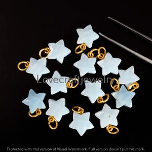 Topkwaliteit blauwe opaal ster bedel 12 mm, hemelsblauwe opaal hanger, vergulde connector, handgemaakte blauwe opaal edelsteen bedel, voor sieradenlevering