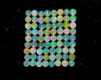 Natural Ethiopian Opal Cabochons, Round Fire Opal Gemstones (3x3mm, Set of 10)