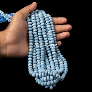 Blue Opal Beads, Smooth Rondelle shape beads, 7-8 mm Opal gemstone Beads, A+Quality Beads, 16&quot; Blue Opal Beads, Beads For Necklace, Bracelet