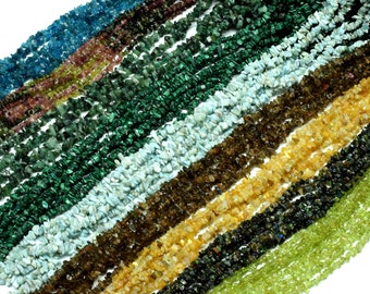 Multi Color Uncut Chip Gemstone Beads, Free Foam Gemstone Chips, Gemstone Raw Beads, Nugget Beads Healing Energy Beads Assorted Stone Strand