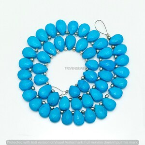 Turquoise Heart Shape Beads, Turquoise Faceted Heart Briolette, Natural Turquoise Briolette, AAA 10 mm- 11 mm Turquoise Gemstone Heart Beads