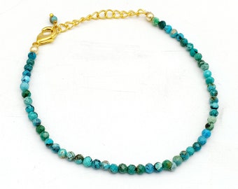 Arizona Turquoise Beaded  Bracelets, 3 mm Natural Turquoise Faceted Round  Bracelets, Gemstone Handmade Beads, Amazing Yoga Bracelets