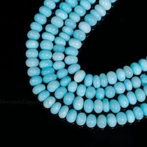Sky Blue Opal Gemstone Rondelle Smooth Beads 5-6 mm Beads Smooth Handmade Gemstone Blue Opal Beads For Jewelry Making Beads, 16 Inch