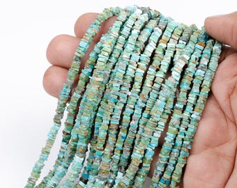 May include: Multiple strands of small, irregular, chip-shaped turquoise beads in shades of light blue, teal, and green. The beads are strung together, creating a textured, multi-strand appearance with natural color variations throughout each piece.