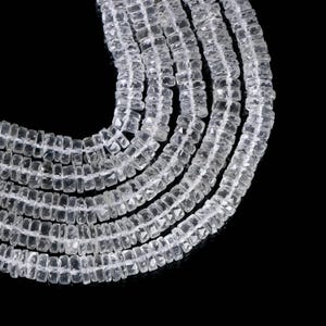Natural White Crystal Quartz Beads, AAA Quality Crystal 7-8 mm Heishi Tyre Shape Beads, Quartz Smooth Gemstone Beads, Quartz Wholesale Beads