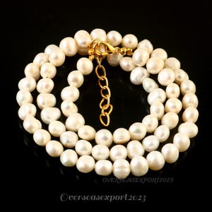 White Freshwater Pearl Choker Necklace: Handmade Rondelle Beads, 16-24 Inch