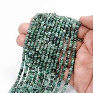 Top Quality Emerald Beads, Natural Emerald 5 mm Rondelle Shape Beads, Emerald Smooth Gemstone Beads, Handmade Emerald Wholesale Beads