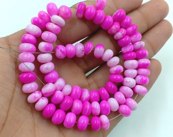 Natural Pink Shaded Opal Smooth Rondelle Beads, 8 MM Natural Peruvian Opal Beads, Gemstone Beads for Jewelry Making, Pink Opal Beads, 16"