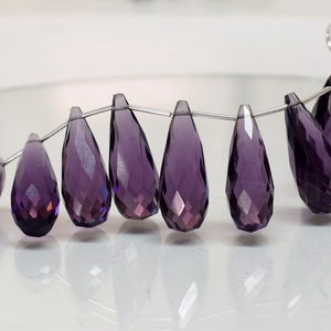 Hot  Purple Amethyst Quartz  Teardrop Shape Beads, Amethyst Faceted Drop Briolette, ,22x7 mm Gemstone Size Briolette , 5 Matched Pair