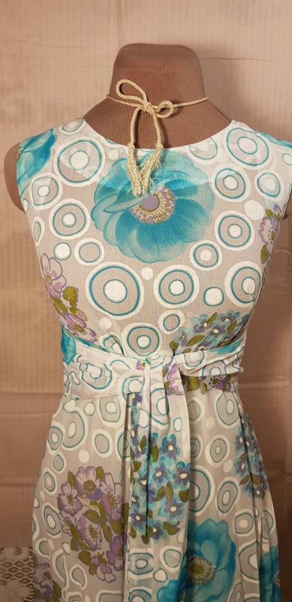 1970s cotton voile full lenght sleeveless frock