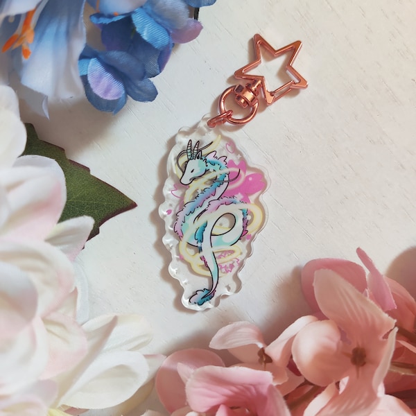 Porte-clés Haku Spirited Away - Idée cadeau Saint-Valentin pour elle, Studio Ghibli accessoire sac à dos clé de voiture, cadeau d'anniversaire, anime kawaii