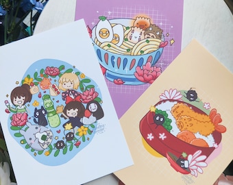 Anime Food Poster - Art Print, postcard, Cute Kawaii Room College Dorm Wall Home Art Decor, Back to School