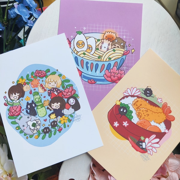 Studio Ghibli Food Poster - Spirited Away Art Print, Howls Moving Castle, Totoro Postcard, Cute Kawaii Room Dorm Wall Spring Art Decor