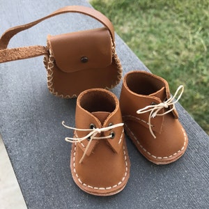 Leather Waldorf Doll Shoes, Handmade 6.75cm (2.66&#39;&#39;) Genuine Leather Shoes for Dolls / Waldorf Dolls