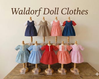 Handmade Cotton Waldorf Doll Dress | 9 Styles Floral & Solid Colors | Natural Toy Clothes for 16" Dolls | Custom Wardrobe