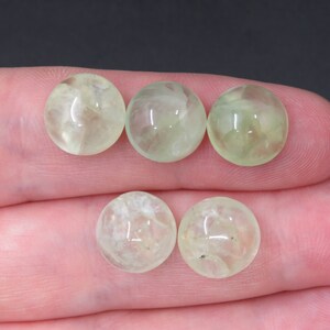 Seconds - 5 Round Green Prehnite Cabochons 5.27g 11mm, Loose Gemstone Lot bild 2