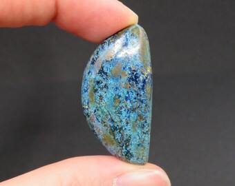 Blue Azurite Cabochon 8.11g 19mm x 38.2mm - Loose Gemstone