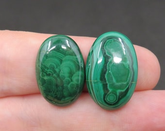 2 cabochons de malachite naturelle 7,17 g