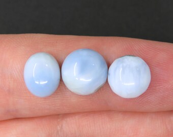 3 Blue Opal Cabochons Round, Oval 1.82g - Loose Gemstone Lot