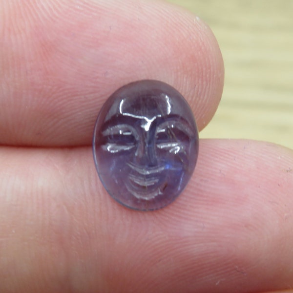 Stunning Iolite Carved Moon Face 0.58g 9.9mm x 12.2m