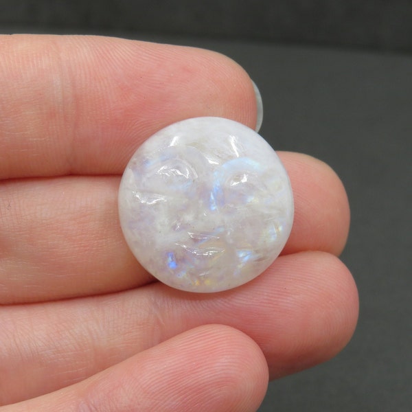 Stunning Moonstone Carved Moon Face 4.47g 20.3mm x 20.2mm