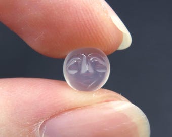 One 7mm Moonstone Carved Full Moon Face Cabochon - Loose Cabochon