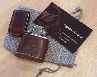 Brown Leather Pouch/zippo Case/Compatible With Zippo Lighter/Handmade/Hand-stitched