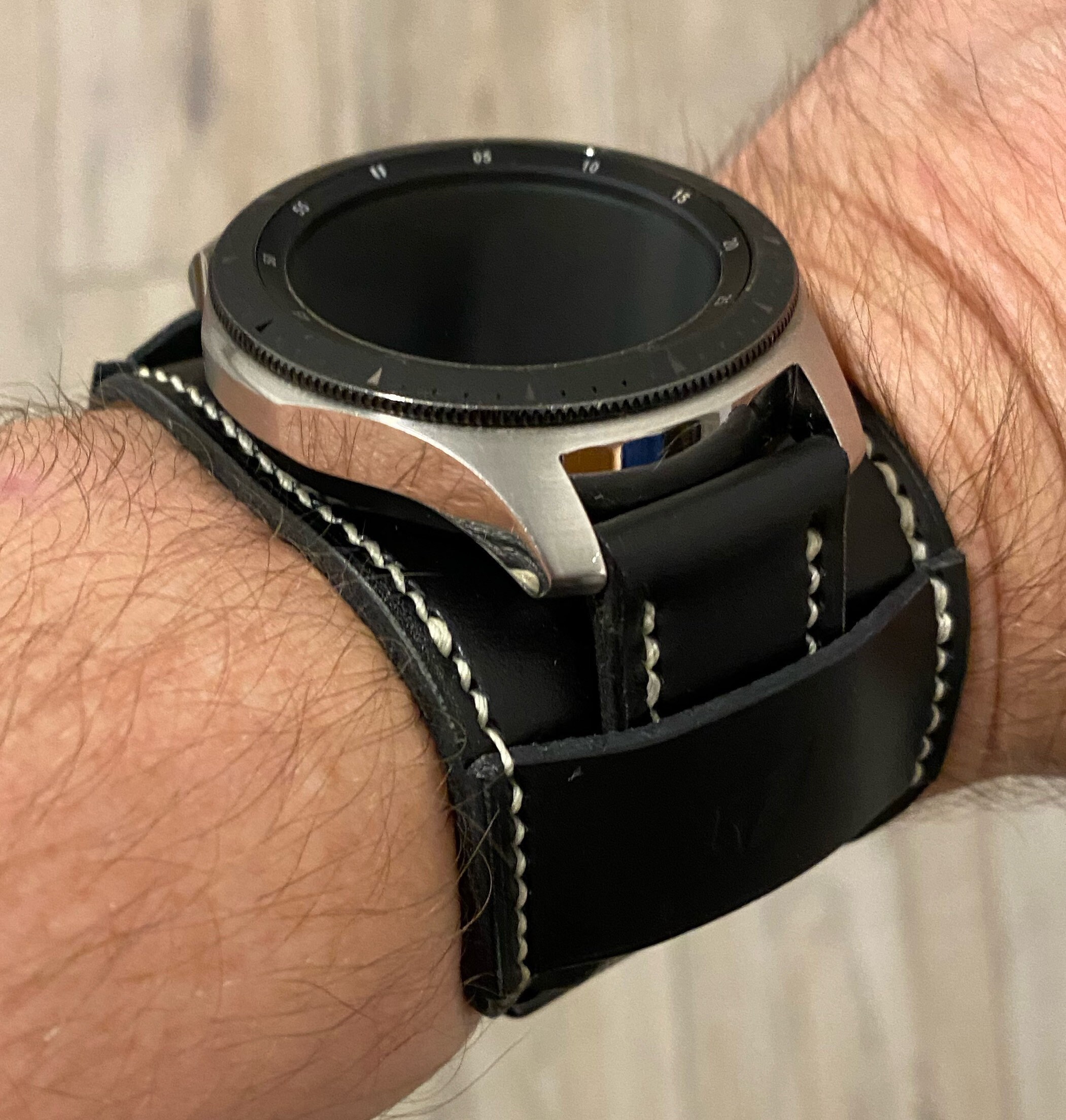 Samsung Galaxy Watch Black Strap 46 / hiuawei watch 3 pro/Gear S3 Frontier / Classic / Leather Watch Strap / Strap Gear S3 Frontier Samsun