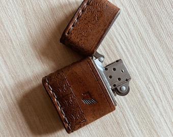 Brown Leather Pouch/zippo Case/Compatible With Zippo Lighter/Handmade/Hand-stitched