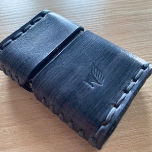Gray Leather Pouch/zippo Case/Compatible With Zippo Lighter/Handmade/Hand-stitched