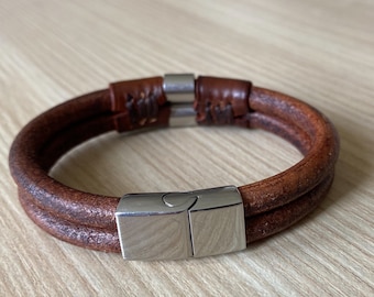 Personalized mens leather bracelet, mens bracelet, leather bracelet, leather anniversary gift