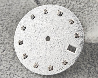 Customized Vintage Modified NH35 Watch Dial Meteorite Pattern Dial with Diamond Studs Fits NH35 NH36  Movement Modified Watch Accessories